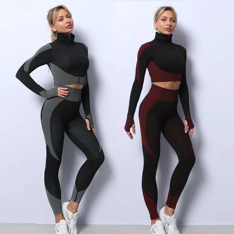 3Pcs Seamless Yoga Set Gym Fitness Clothing Women Yoga Suit Sportswear Female Workout Leggings Top Sport Clothes Training Suit