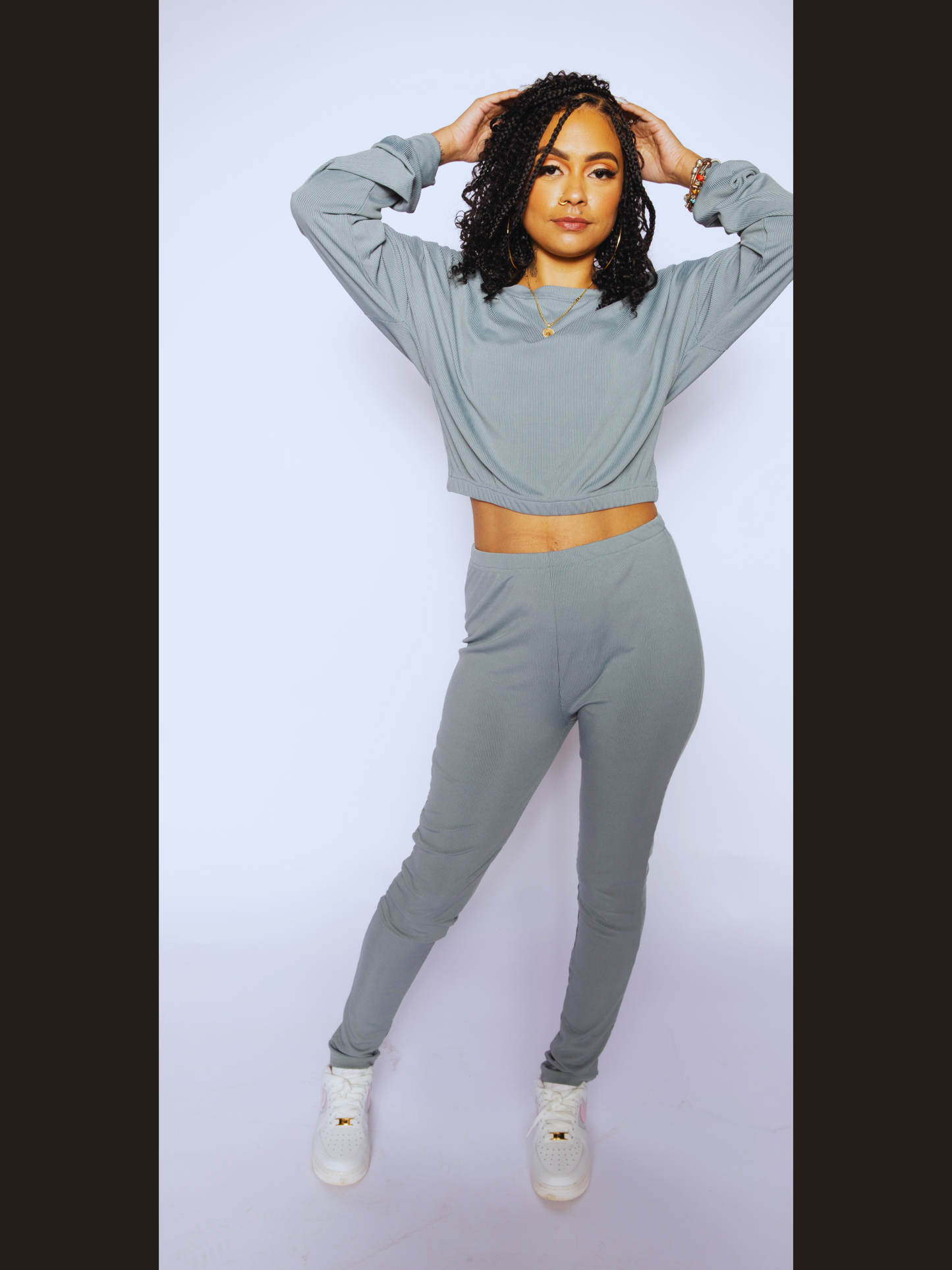 Solid Long Sleeve Trouser Set