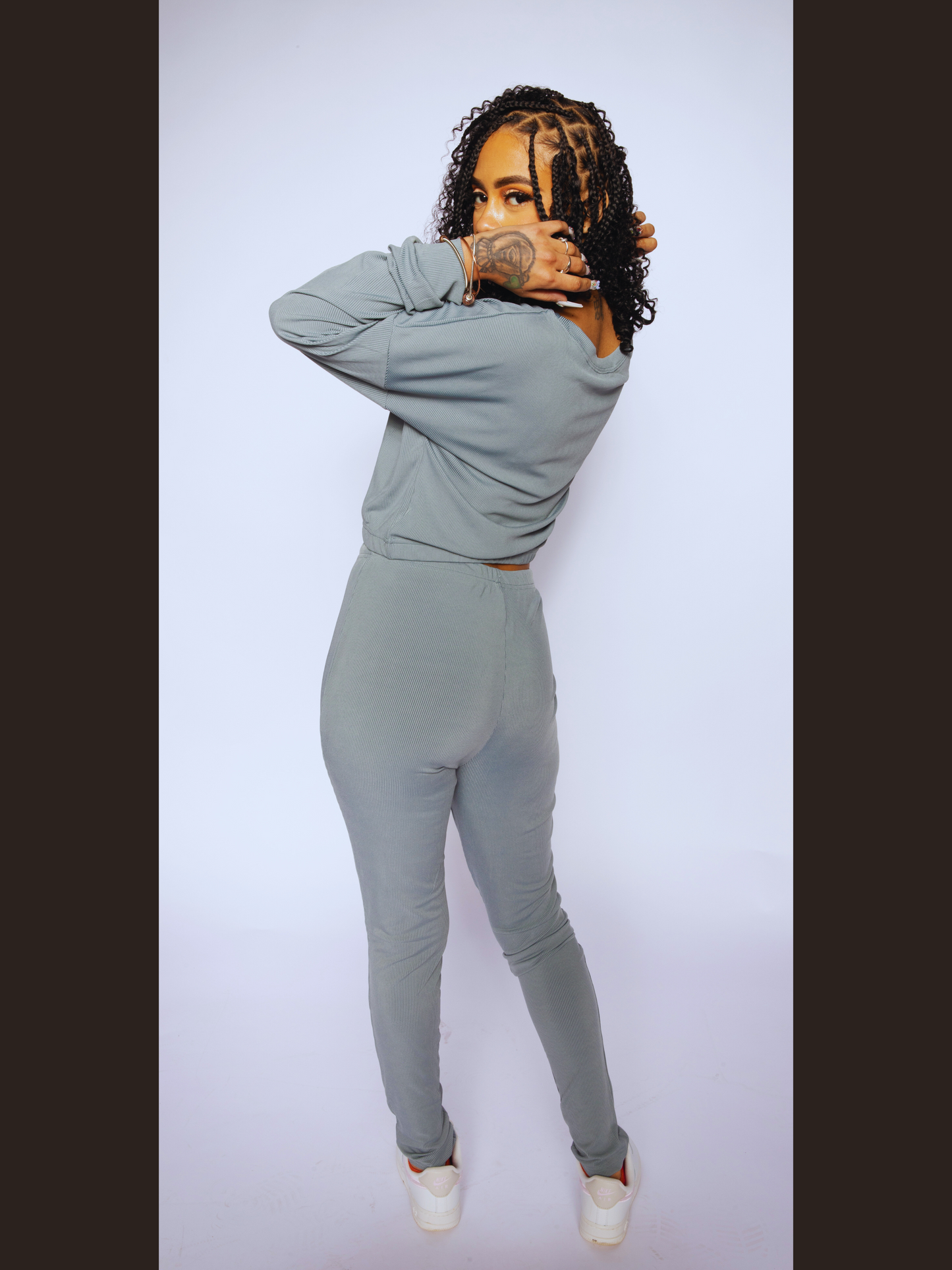 Solid Long Sleeve Trouser Set